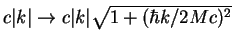 $c\vert k\vert\to c\vert k\vert\sqrt{1+(\hbar k/2Mc)^2}$